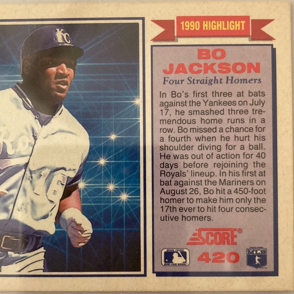 1991 SCORE BO JACKSON - Picture 8 of 8